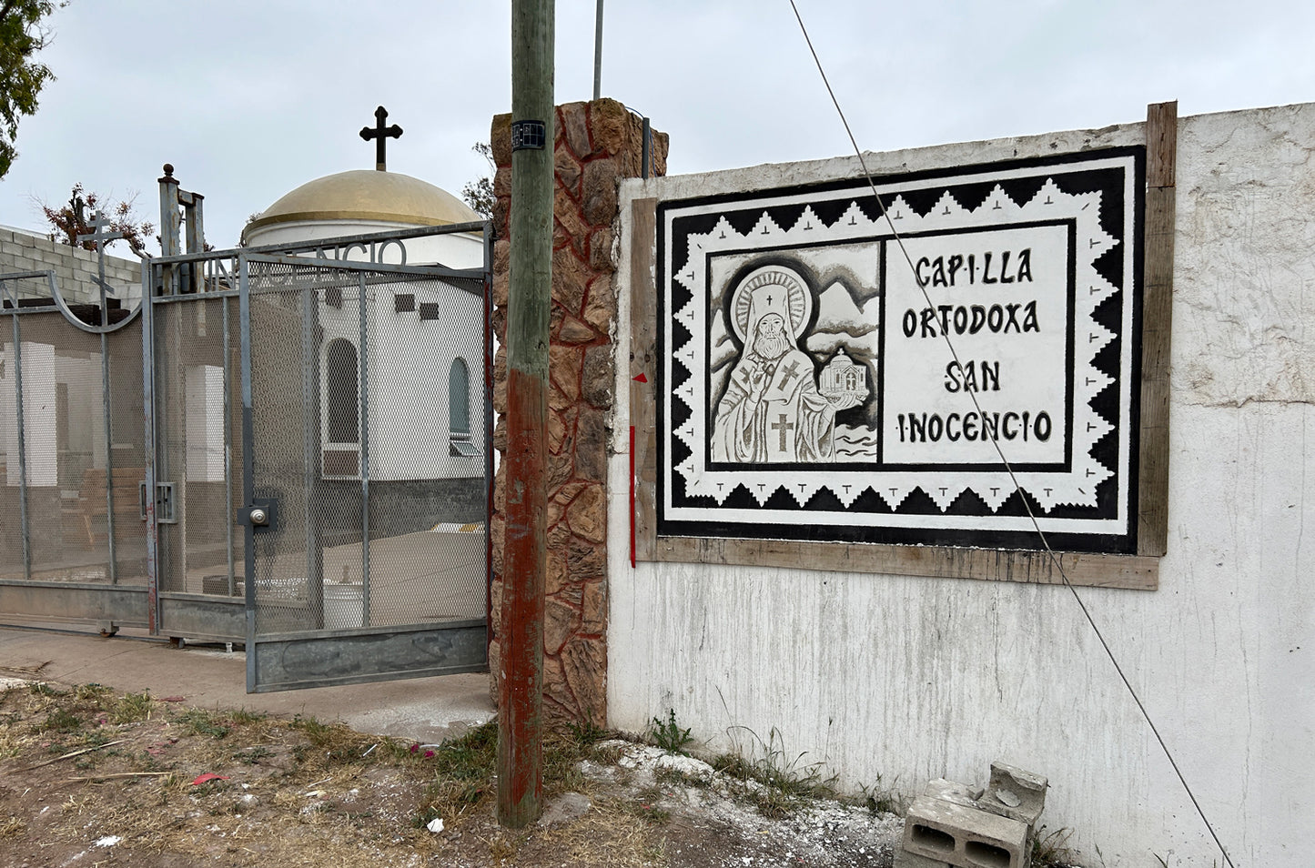 St Innocent with the Chapel - Original Sgraffito Fresco Icon