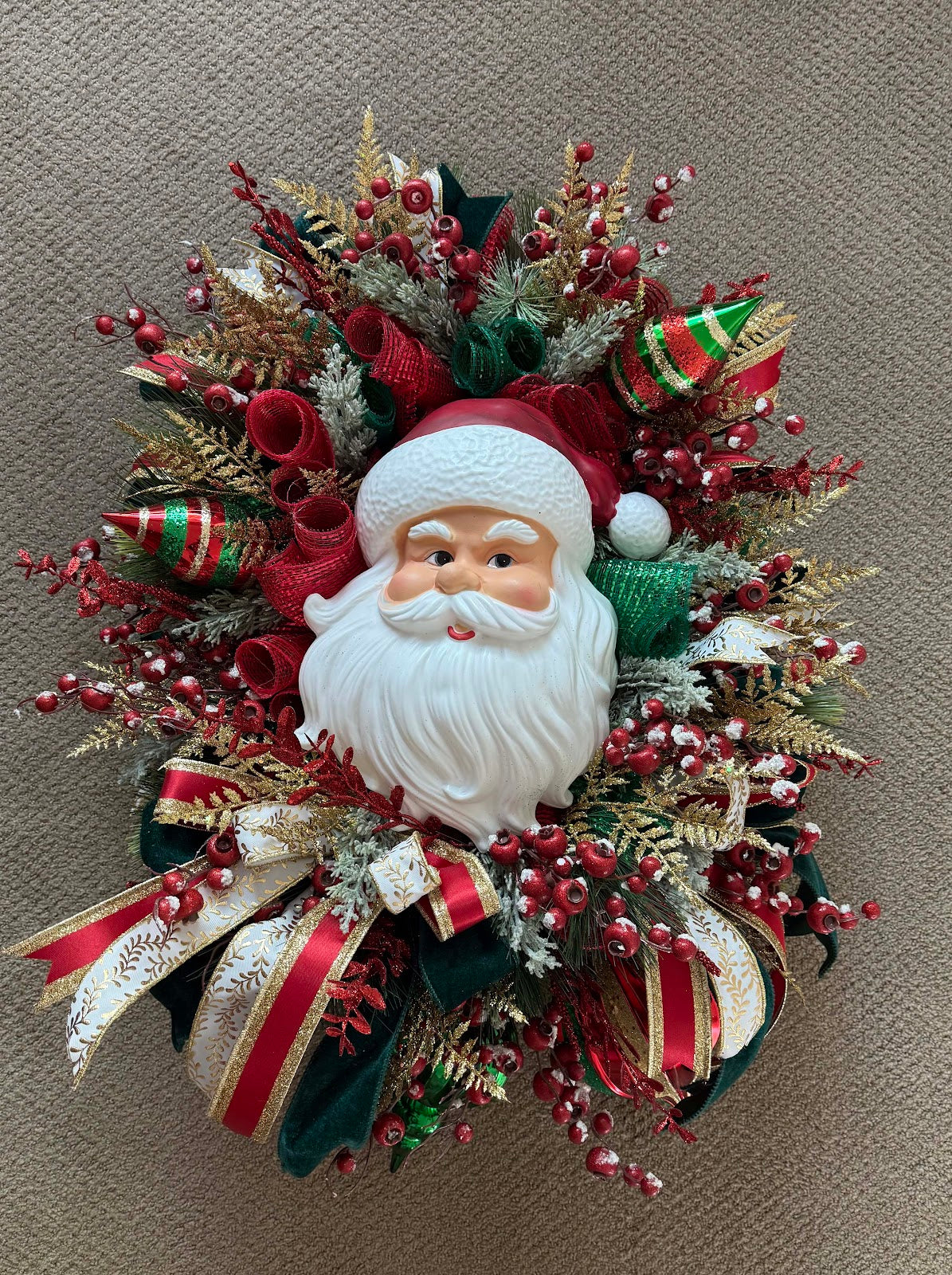 Hand Made Christmas Wreath with Santa