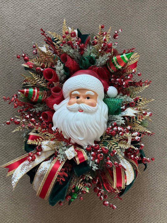 Hand Made Christmas Wreath with Santa