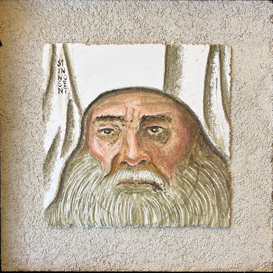 St Innocent of PM Face I - Original Sgraffito Fresco